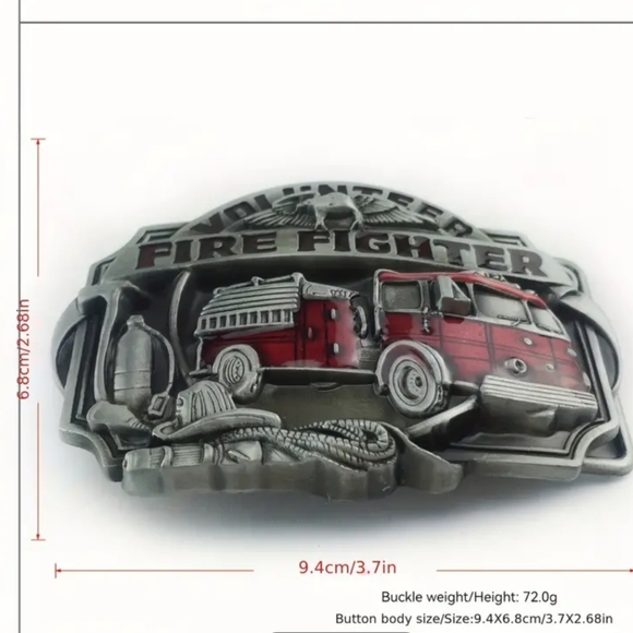 New volunteer firefighter fire truck belt buckle.  Choose one - Picture 1 of 11